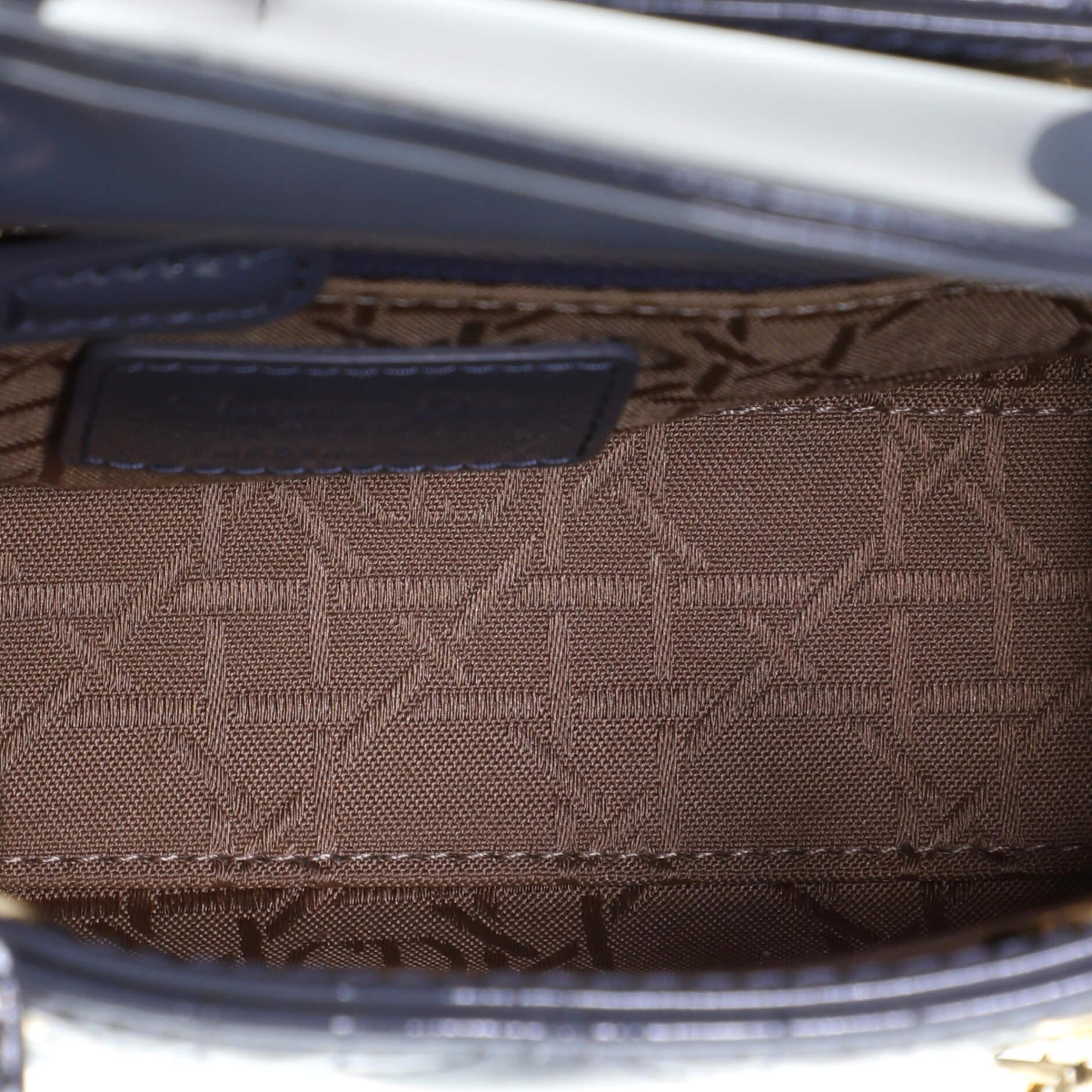 Gray Christian Dior Lady Dior Chain Bag Cannage Quilt Patent Mini