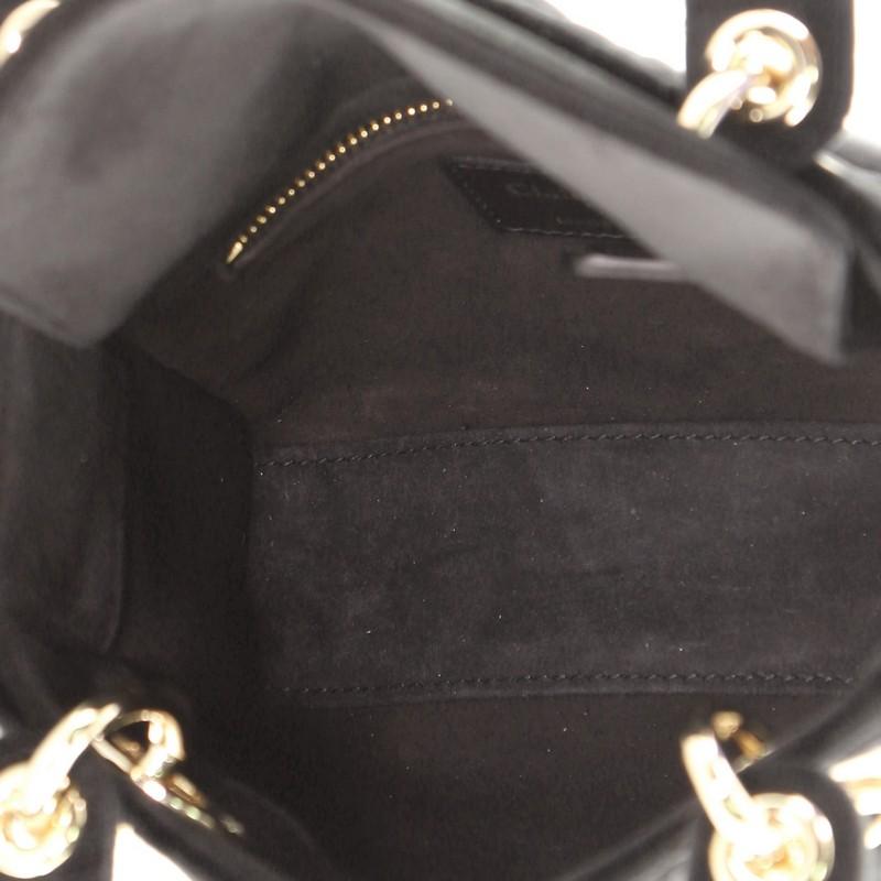 Black Christian Dior Lady Dior Chain Bag Cannage Quilt Velvet with Crystal Char
