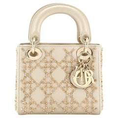 Christian Dior Lady Dior Chain Bag Crystal Embellished Cannage Quilt Leat