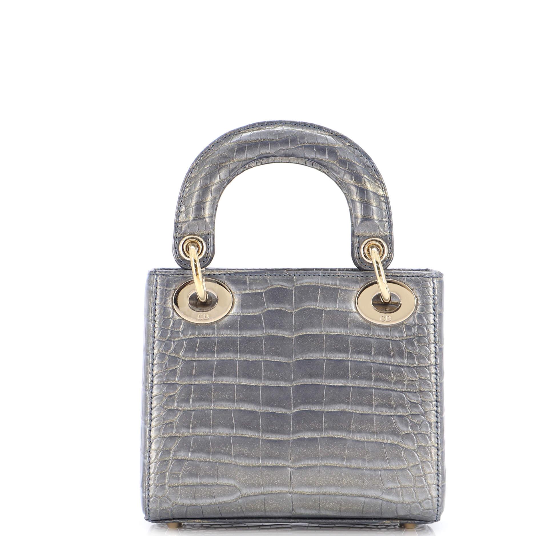 Women's or Men's Christian Dior Lady Dior Chain Bag Metallic Alligator Mini