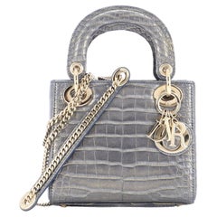Christian Dior Lady Dior Chain Bag Metallic Alligator Mini