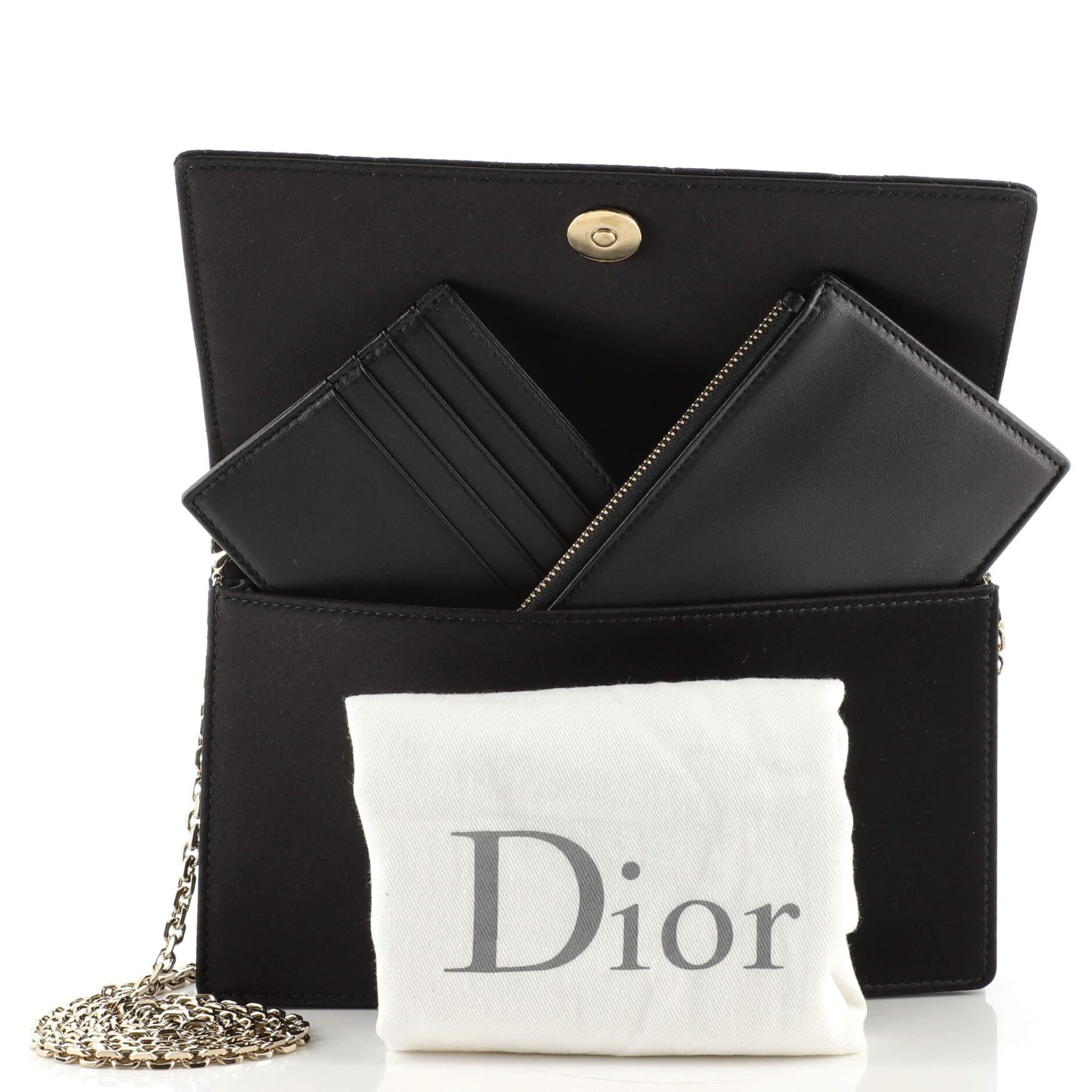 Christian Dior Lady Dior Nano Card Holder Chain Pouch Cannage Quilt Paten  at 1stDibs