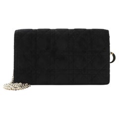 Christian Dior Lady Dior Chain Pouch Cannage Quilt Velvet with Crystal Ch