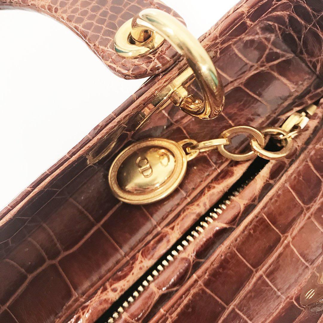Women's Christian Dior “Lady Dior” Chestnut Crocodile bag C. 2014