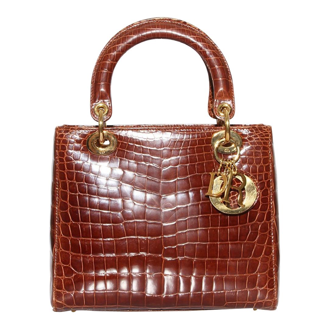 Christian Dior “Lady Dior” Chestnut Crocodile bag C. 2014