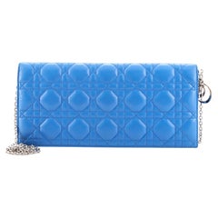 Christian Dior Lady Dior Convertible Chain Clutch Cannage Quilt Leather Long