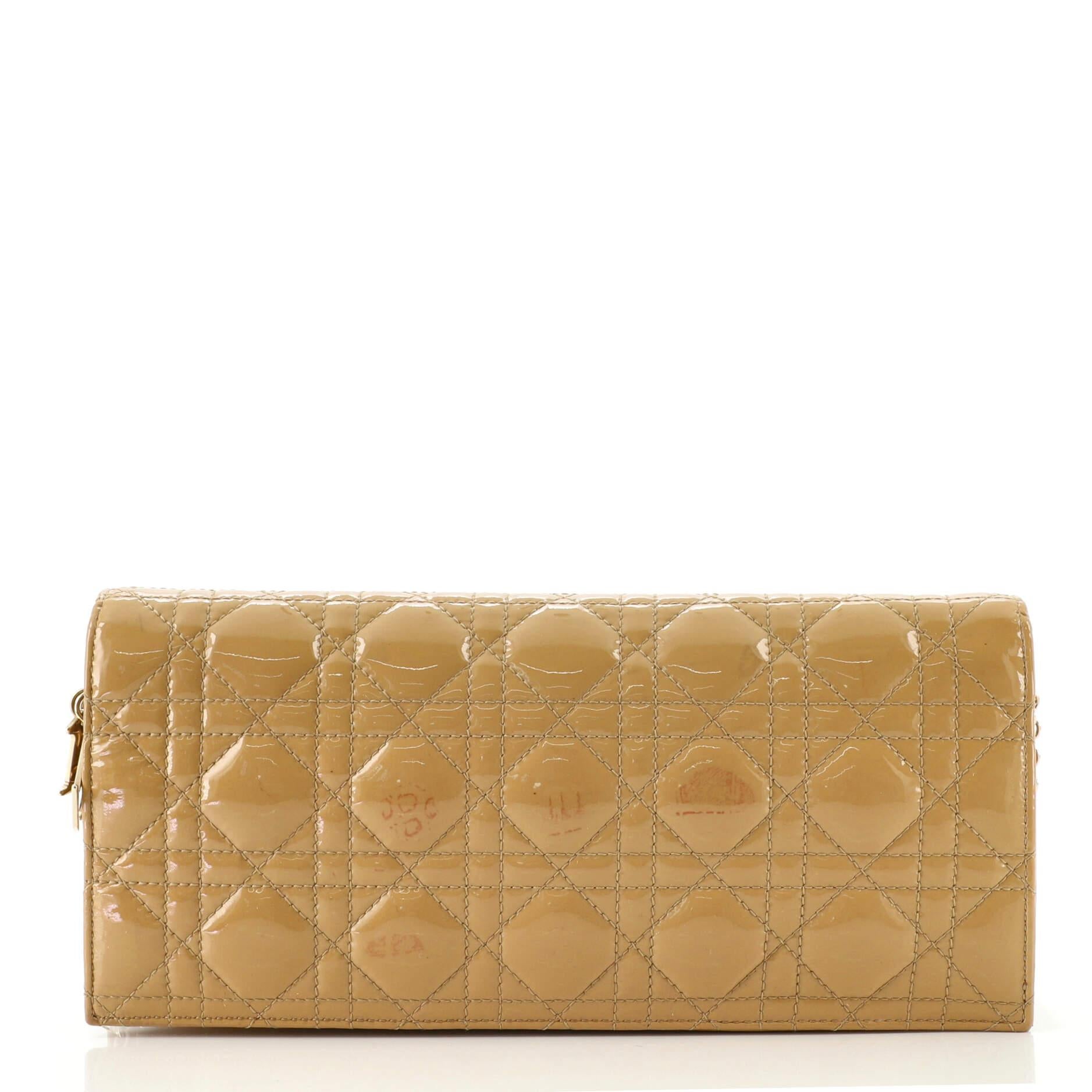 Christian Dior Lady Dior Convertible Chain Clutch Cannage Quilt Patent Lo In Fair Condition In NY, NY