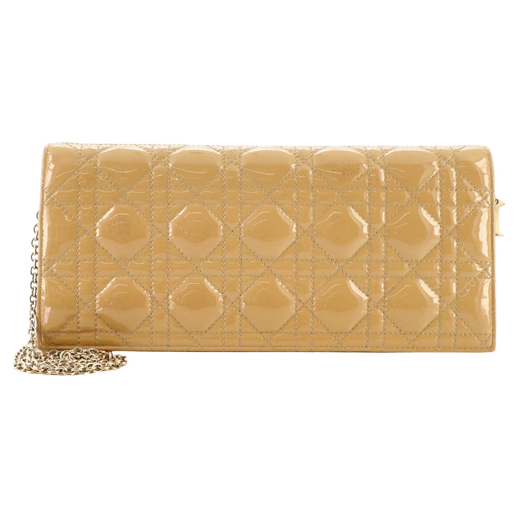Christian Dior Lady Dior Convertible Chain Clutch Cannage Quilt Patent Lo