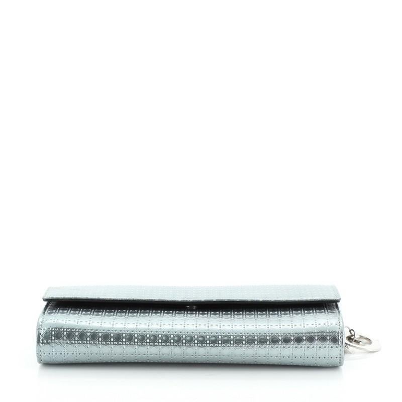 Gray Christian Dior Lady Dior Croisiere Chain Wallet Micro Cannage Perforated Calfski