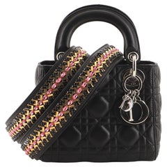 Christian Dior Lady Dior Embellished Strap Bag Cannage Quilt Lambskin Min