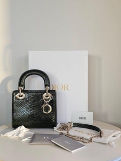 CHRISTIAN DIOR Lady Dior exotic snakeskin in Emerald Green! Elegant & classy!