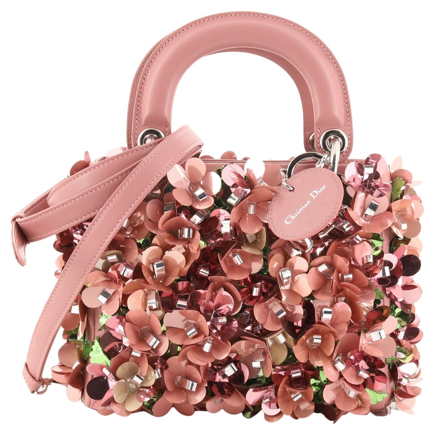 Christian Dior Lady Dior Flower Charm Bag Embellished Leather Mini at  1stDibs