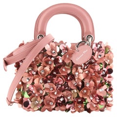 Christian Dior Lady Dior Flower Charm Bag Embellished Leather Mini