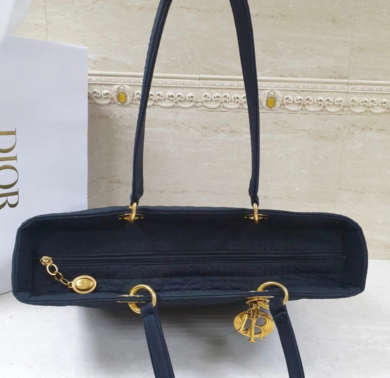 Christian Dior  Lady  Dior GM Canvas Black Bag In Good Condition In Krakow, PL