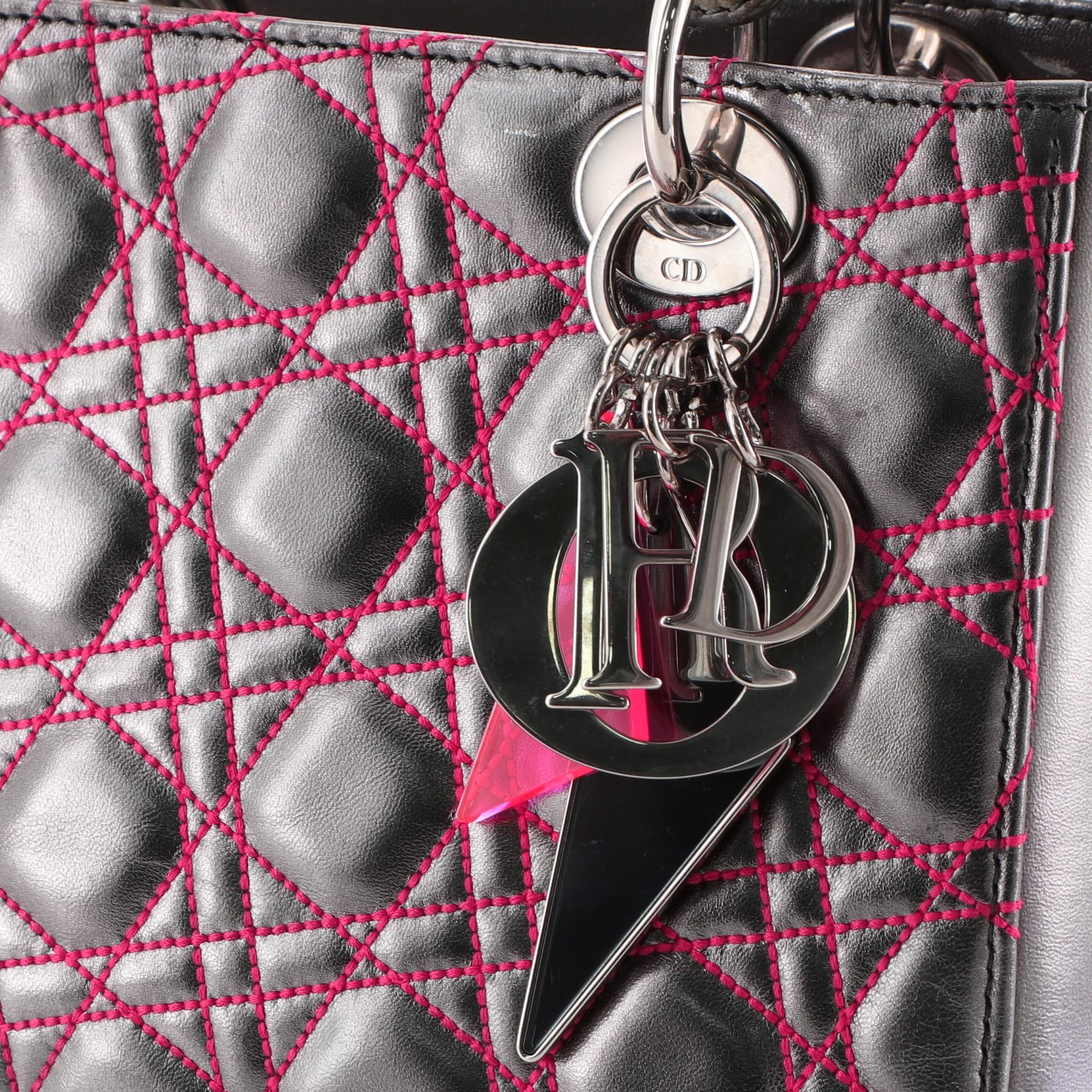 Christian Dior Lady Dior Handbag Anselm Reyle Cannage Quilt Leather Medium  2
