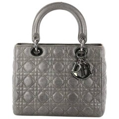 Christian Dior Lady Dior Handbag Cannage Quilt Grained Calfskin Medium