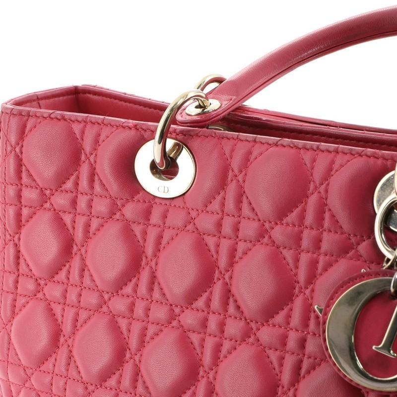Christian Dior Lady Dior Handbag Cannage Quilt Lambskin Large 6