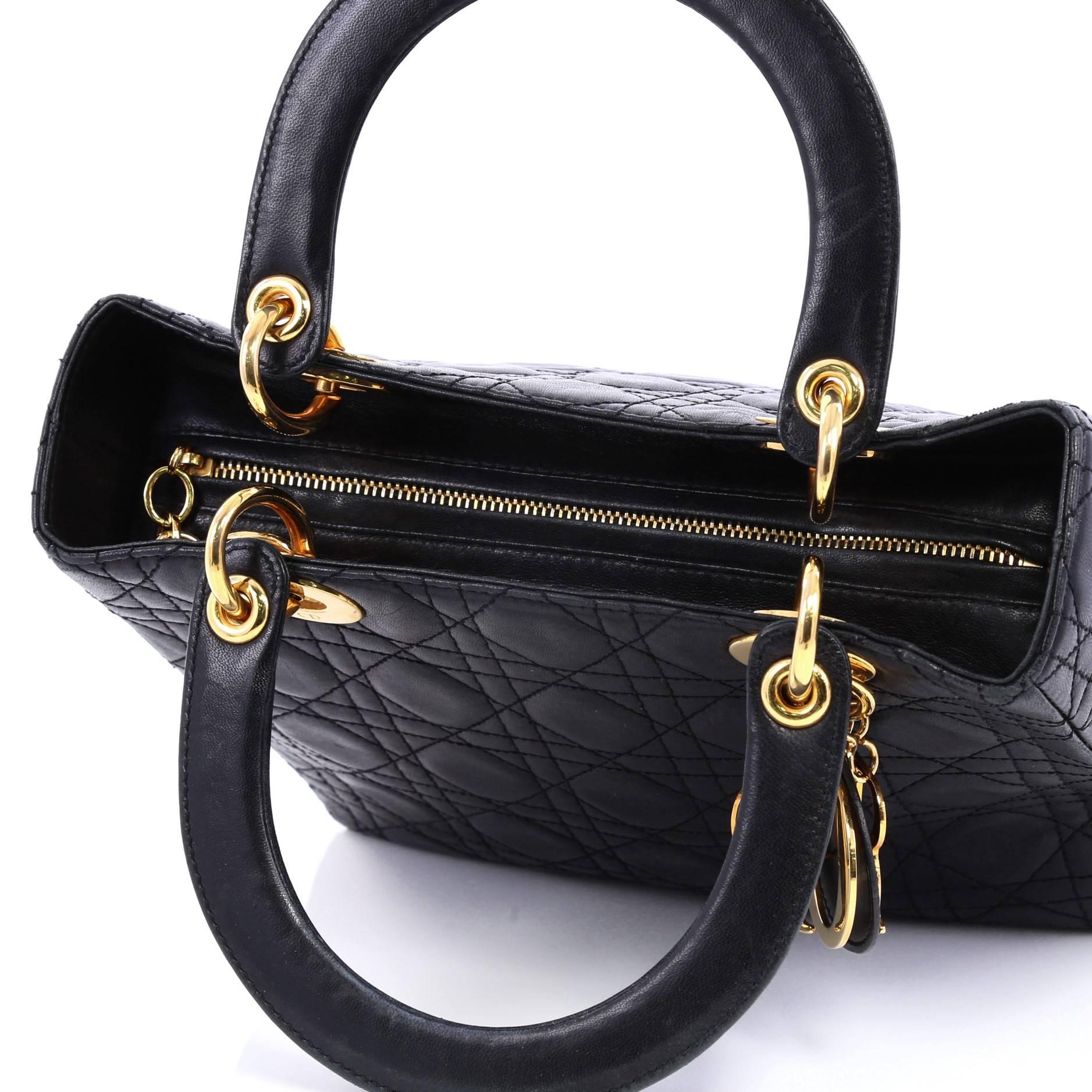 Christian Dior Lady Dior Handbag Cannage Quilt Lambskin Medium 3