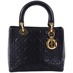 Christian Dior Lady Dior Handbag Cannage Quilt Lambskin Medium