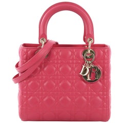 Christian Dior Lady Dior Handbag Cannage Quilt Lambskin Medium