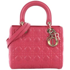 Christian Dior Lady Dior Handbag Cannage Quilt Lambskin Medium