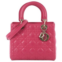 Christian Dior Lady Dior Handbag Cannage Quilt Lambskin Medium
