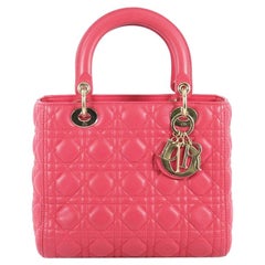 Christian Dior Lady Dior Handbag Cannage Quilt Lambskin Medium