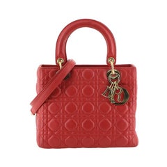 Christian Dior Lady Dior Handbag Cannage Quilt Lambskin Medium