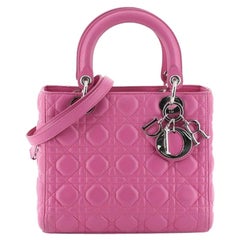 Christian Dior Lady Dior Handbag Cannage Quilt Lambskin Medium