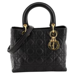 Christian Dior Lady Dior Handbag Cannage Quilt Lambskin Medium