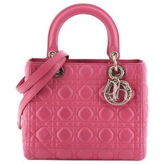 Christian Dior Lady Dior Handbag Cannage Quilt Lambskin Medium