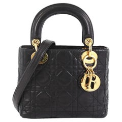 Christian Dior Lady Dior Handbag Cannage Quilt Lambskin Mini 