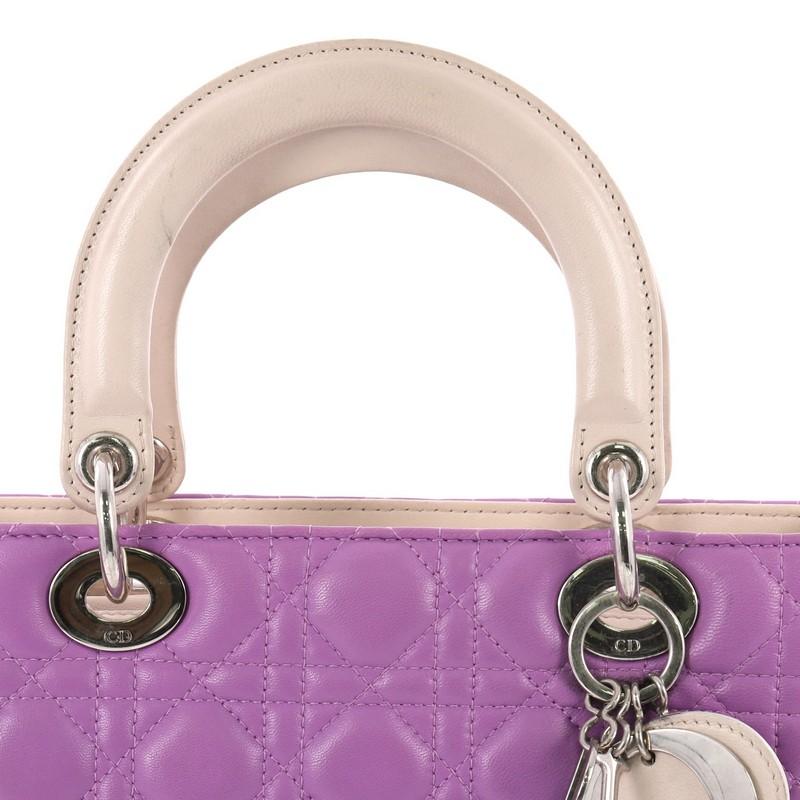 Christian Dior Lady Dior Handbag Cannage Quilt Lambskin with Python Medium 2