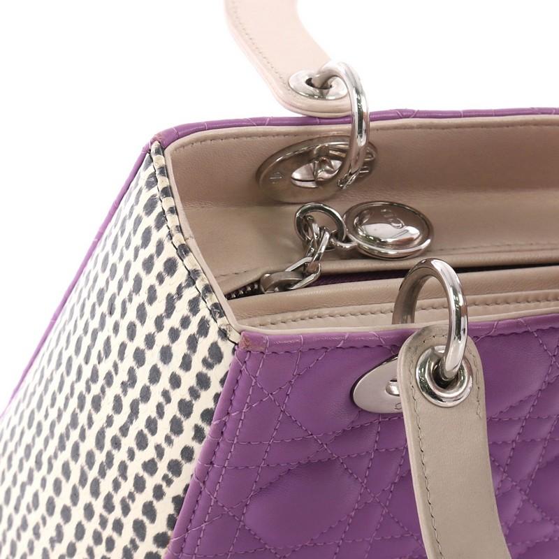 Christian Dior Lady Dior Handbag Cannage Quilt Lambskin with Python Medium 3