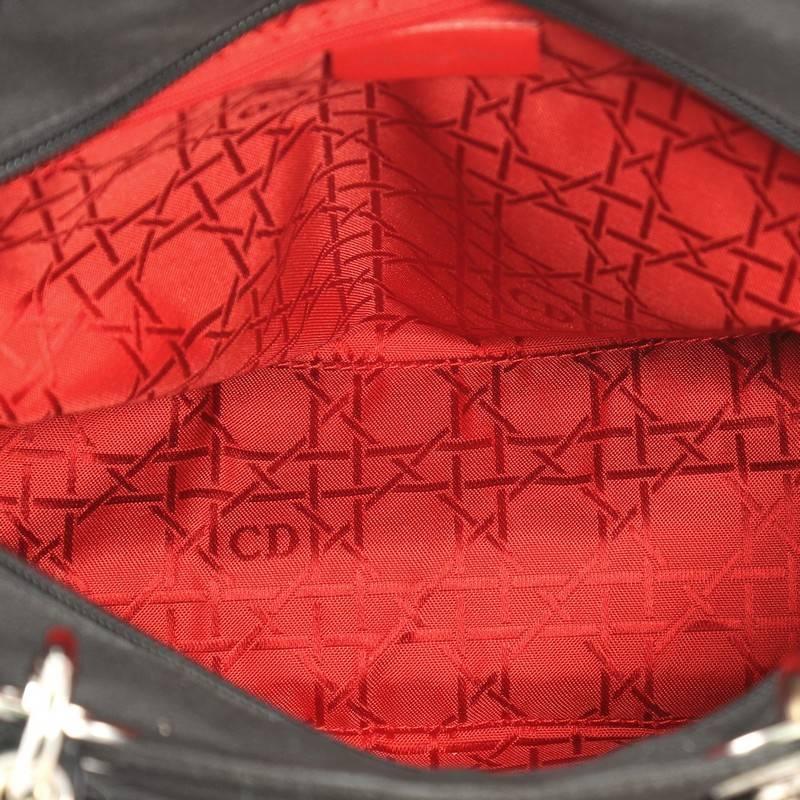 Black Christian Dior Lady Dior Handbag Cannage Quilt Nylon Large