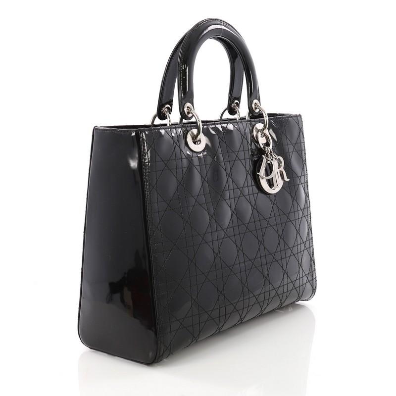 Christian Dior Lady Dior Handbag Cannage Quilt Patent Large (Schwarz)