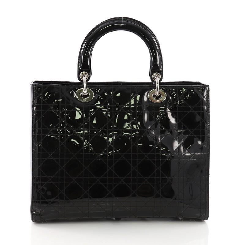 Christian Dior Lady Dior Handbag Cannage Quilt Patent Large im Zustand „Gut“ in NY, NY