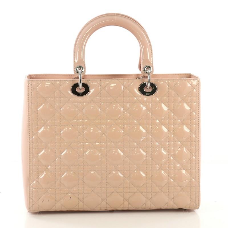 Christian Dior Lady Dior Handbag Cannage Quilt Patent Large In Good Condition In NY, NY