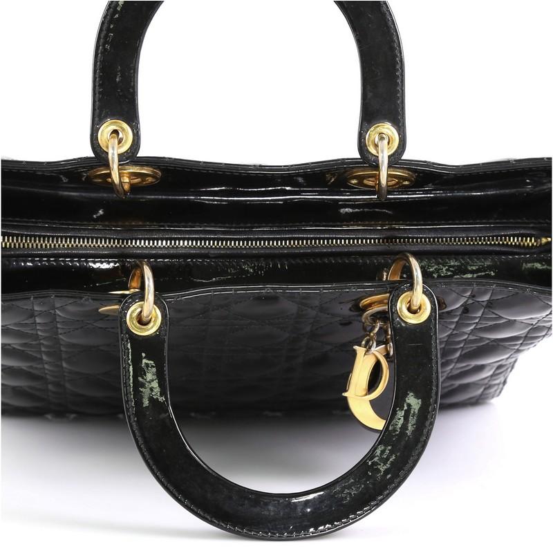 Christian Dior Lady Dior Handbag Cannage Quilt Patent Large 2