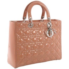 Christian Dior Lady Dior Handbag Cannage Quilt Patent Large