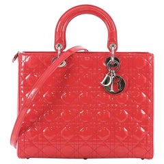 Christian Dior Lady Dior Handbag Cannage Quilt Patent Large