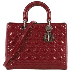 Christian Dior Lady Dior Handbag Cannage Quilt Patent Large