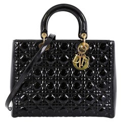 Christian Dior Lady Dior Handbag Cannage Quilt Patent Large