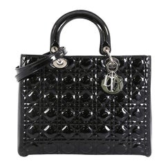 Christian Dior Lady Dior Handbag Cannage Quilt Patent Large