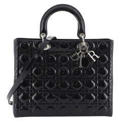 Christian Dior Lady Dior Handbag Cannage Quilt Patent Large