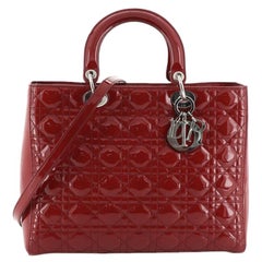 Christian Dior Lady Dior Handbag Cannage Quilt Patent Large