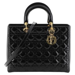 Christian Dior Lady Dior Handbag Cannage Quilt Patent Large