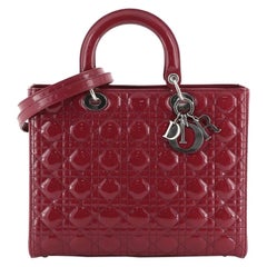 Christian Dior Lady Dior Handbag Cannage Quilt Patent Large