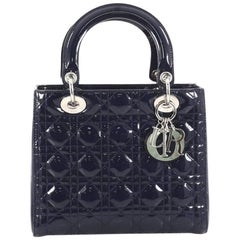 Christian Dior Lady Dior Handbag Cannage Quilt Patent Medium