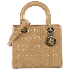 Christian Dior Lady Dior Handbag Cannage Quilt Patent Medium